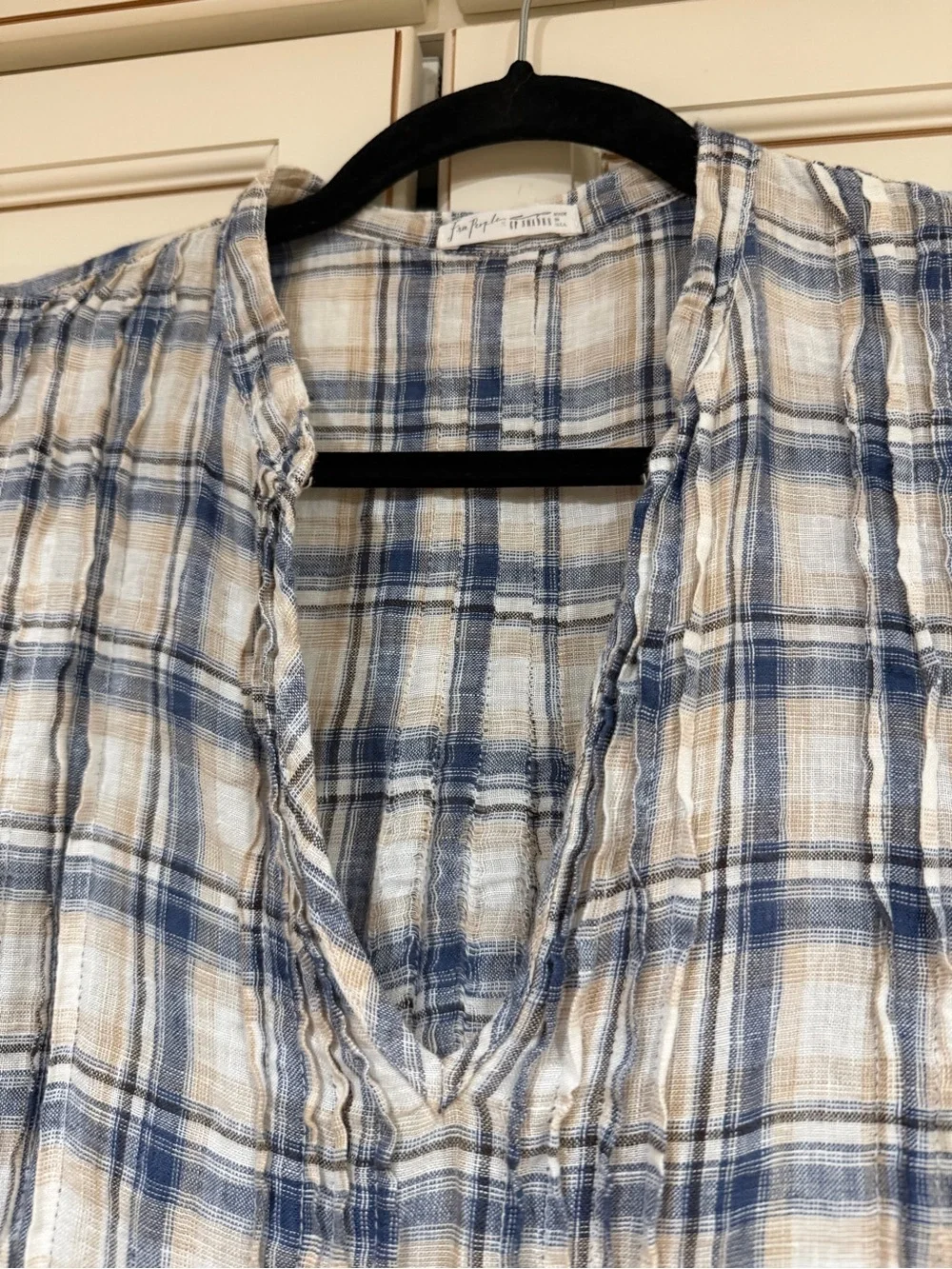 Free People CP Shades plaid river tunic linen mini dress (121)